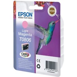 Epson Hummingbird T0806 Claria Photographic Ink, Ink Cartridge, Light Magenta Single Pack, C13T08064011